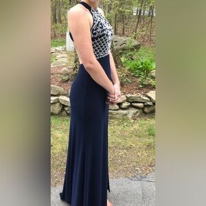 Navy Blue Beaded Prom / Formal Dress